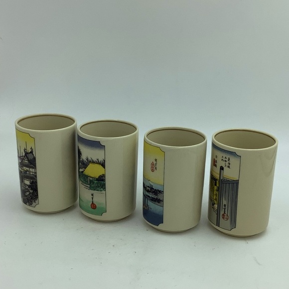 Four Japanese Scenes Sake Cups - Picture 11 of 13
